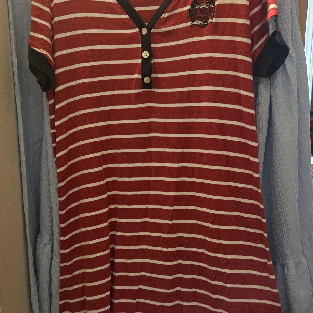 Vintage Lauren Ralph Lauren Red and White Striped Dress